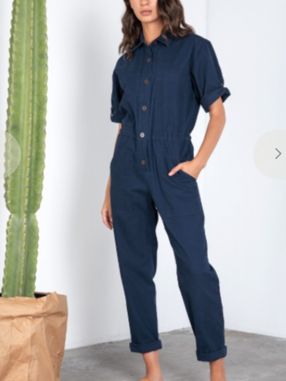 Mod Ref Navy Short-Sleeve Button Utility Jumpsuit